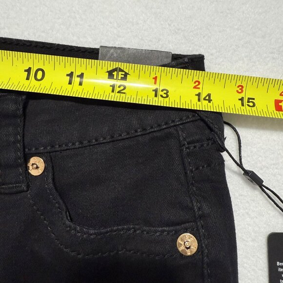 True Religion Women's Jennie Big T Mid Rise Lurex Black Skinny Jeans Size 26 NWT - Picture 8 of 11